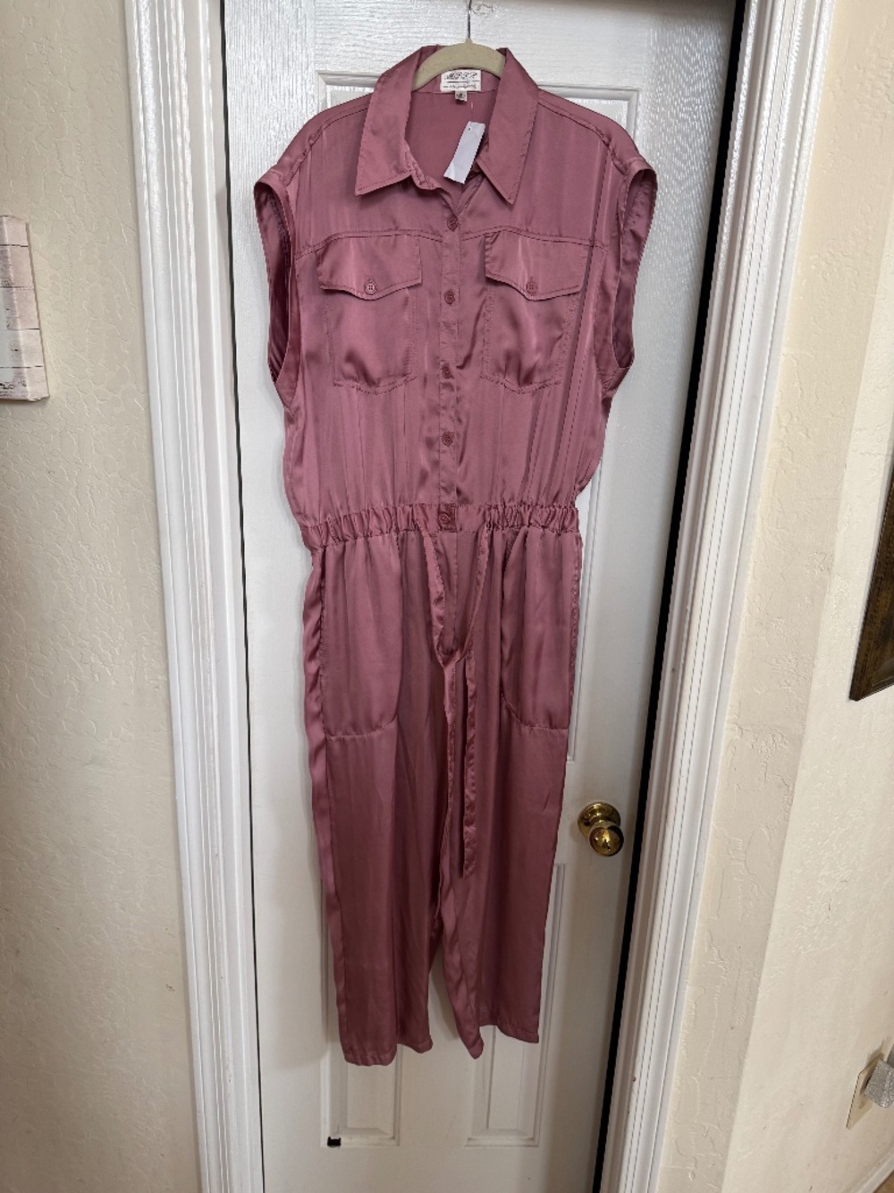 RETRO STYLE:: M. S. S.P. Women Pink Satin Jumpsuit SZ L